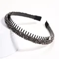 Serre-tête élégant noir avec strass brillants et peigne antidérapant pour femmes - Gris Enveloppé