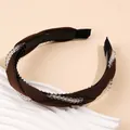 Serre-tête torsadé marron avec strass et dents antidérapantes pour femmes - Café
