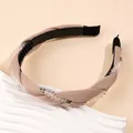 Serre-tête tressé élégant couleur champagne doré avec perles de cristal et satin - Kaki