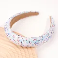 Sparkly wide fabric headband with red and blue sequins for festive party wear - White Star