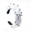 Serre-tête noué blanc avec clous punk argentés et texture en maille de haute qualité - Blanc