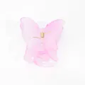 Pince à cheveux papillon rose translucide avec ressort doré pour coiffure femme - Mauve Clair