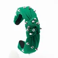 Serre-tête vert noué avec clous argentés punk et tissu en maille élastique confortable - Vert