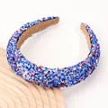 Diadema ancha de lentejuelas brillantes rojas azules blancas con forro de terciopelo - Fragmentos Azules