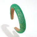 Sparkly lime green glitter headband with sequins and khaki velvet lining for women - Green