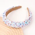 Diadema ancha de tela con lentejuelas rojas, azules y blancas y forro de terciopelo - Fragmentos Blancos