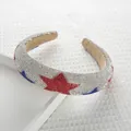 Sparkling crystal sponge headband with US flag star pattern in red, white and blue - Star Style