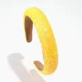 Sparkly bright yellow sequin headband with a wide padded glitter finish for women - Yellow