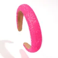 Padded pink glitter headband with thick sponge and sparkling sequin finish for women - Rose Red