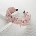 Funkelnder blassrosa geknoteter Haarreif mit Pailletten und Netzstoff für Damen - Rosa