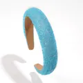 Sparkly light blue glitter headband with thick padded design and brown lining - Sky Blue