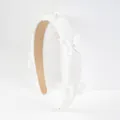 Diadema de satén blanco con apliques de mariposa y perlas para mujeres - Blanco
