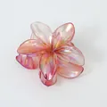 Irisierende rosa und orangefarbene Frangipani-Haarklammer mit starkem Halt-Design - Mittel (6cm) / Irisierendes Rot