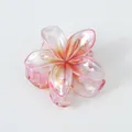 Irisierende Frangipani Haarklammer in Pink und Gelb mit einem glänzenden Perleffekt - Klein (4CM) / Rosarot schillernd