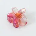 Rosé-orangefarbene Frangipani Haarklammer mit Farbverlauf und Perlmutt-Effekt - Klein (4CM) / Irisierendes Rot