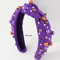 Cerchietto viola annodato con perle e strass per l'acconciatura della festa di Halloween - Viola