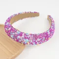Cerchietto imbottito chic con perline viola e paillettes colorate a forma di smiley - Viola