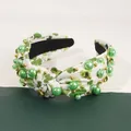 Serre-tête de la Saint-Patrick avec trèfles verts, perles et cristaux scintillants - Vert Herbe