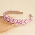 Fashionable colorful beaded headband with white pink red green and purple faux pearls - White