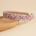 Colorful beaded headband with pink and green pearls and anti-slip suede lining - Light Green