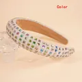 Macro shot of thick headband with sparkling multi-color rhinestones and velvet lining - Colorful