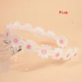 Delicate sweet embroidered daisy floral headband in pink and white for women accessories - Pink