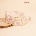 Bohemian purple leaf embroidery headband on white organza with delicate gold sequins - Purple