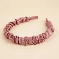 Satin fabric scrunchie headband in dusty pink with glossy pleated silk texture - Dusky Pink