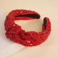 Cerchietto largo con paillettes rosse brillanti e fodera antiscivolo per acconciature - Rosso