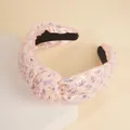 Cerchietto rosa con paillettes nodo e tessuto luccicante con design antiscivolo - Rosa Chiaro