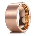 Bague en carbure de tungstène or rose 12mm avec extérieur brossé et intérieur poli - US 5 / Or rose