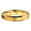 Brushed gold tungsten ring with beveled edges and polished inner mirror finish for men - 4mm Width