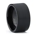 Bague 12mm en carbure de tungstène noir avec finition brossée et intérieur poli - US 5 / Noir
