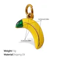 Banana charm pendant in yellow and green enamel with gold finish for DIY jewelry - Banana (PJ587CRG)