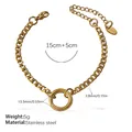 18K vergoldetes Edelstahlarmband mit rundem Anhänger und sicherem Karabinerverschluss - Minimalistisches Goldarmband (SL257G)