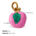 Pink apple fruit charm pendant with gold ring and dimensions 13.9mm x 11.3mm - Pink Apple (PJ595PKG)