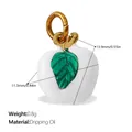 White enamel apple pendant with green leaf and gold loop, 0.8g weight and 13.9mm height - White Apple (PJ595WEG)
