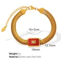 Goldenes Schlangenarmband mit roter Muschel-Einlage und Zirkonia aus Edelstahl - Rote Muschel Goldenes Armband (SL42)