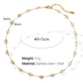 Collier en acier doré avec pendentifs étoiles en coquillage 6mm, chaîne 40+5cm - Étoile (40+5cm) / Collier Or Coquillage Jaune Clair
