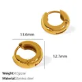 Boucles d'oreilles créoles dorées en forme de C en acier avec 13,6mm de diamètre - Or (EH245)