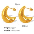 Polished 18K gold-plated stainless steel C-shaped earrings with size dimensions - 23mmx20.6mm / EH284 Gold Earrings
