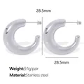Polished silver stainless steel C-shaped chunky hoop earrings with 28.5mm diameter - EH310 Silver Earrings