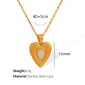 18k vergoldete Herz-Halskette mit weißem Opal-Inlay aus hochwertigem 316L Edelstahl - Gold Weiße Katzenaugenstein Herz Halskette (XL156)
