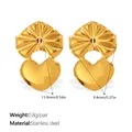 Golden heart-shaped stainless steel earring lifts for heavy earring support - PJ2666G Gold