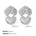 Polished silver heart earring lifters in stainless steel for heavy earring support - PJ2666S Silver