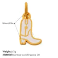 Golden boot pendant with white oil drip and star detail in stainless steel - Gold White Star Boot (PJ1167WEG)