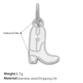 Silver stainless steel cowboy boot pendant with white oil drip and star pattern - Silver White Star Boot (PJ1167WES)