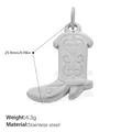 Polished silver stainless steel cowboy boot charm with engraved textures and dimensions - Silver Wave Boot (PJ2263S)