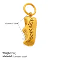 Golden stainless steel boot pendant with hollow floral design for DIY jewelry - Gold Hollow Pendant (PJ2264G)