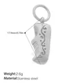 Silver stainless steel boot charm pendant with hollow engraving, 17.9mm height and 2.6g weight - Silver Hollow Pendant (PJ2264S)